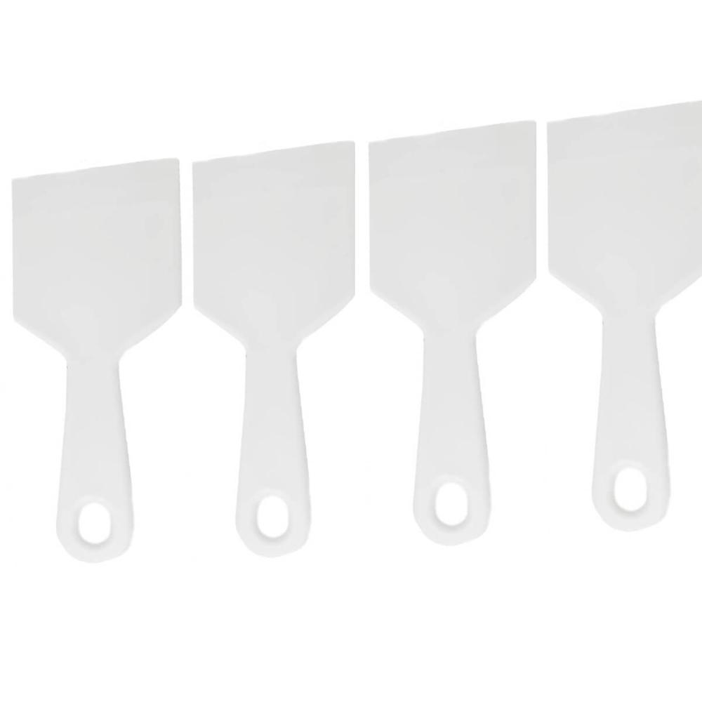 Kit 4 Espátulas Culinária Chapeiro Doces Profissional Gourmet Branca 10x24cm Larga