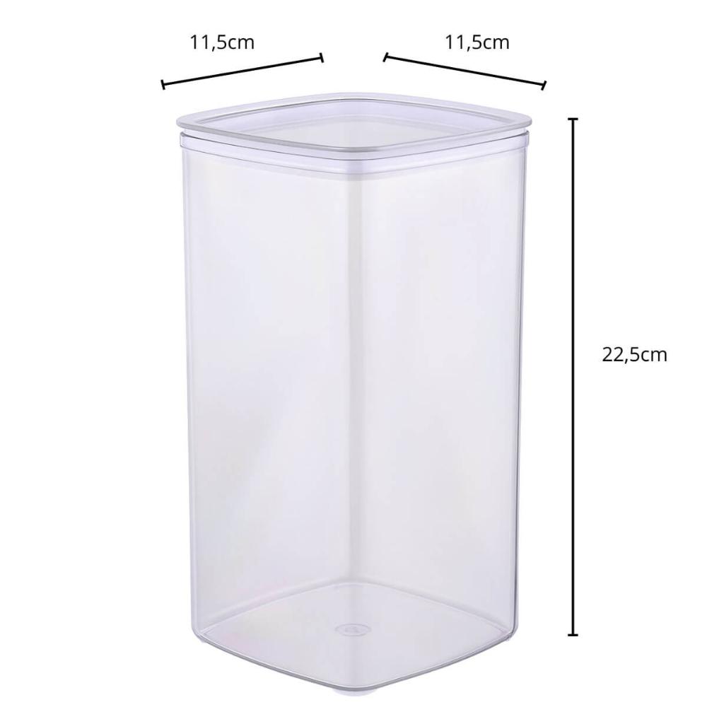 Pote Plástico 2L Transparente Organizador Mantimentos Grãos Massas Cinquetti