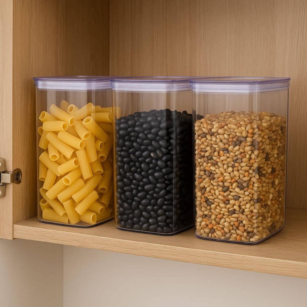 Pote Plástico 2L Transparente Organizador Mantimentos Grãos Massas Cinquetti