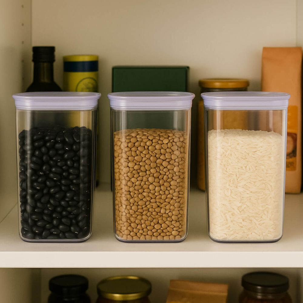Pote Plástico 2L Transparente Organizador Mantimentos Grãos Massas Cinquetti