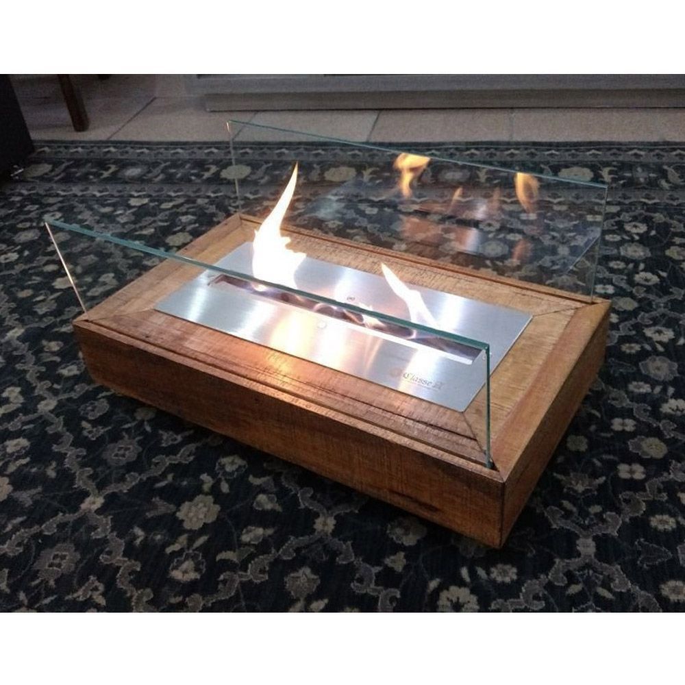 Lareira Ecológica Rústica A Álcool 92° C/Queimador 40cm Madeira - Classe A