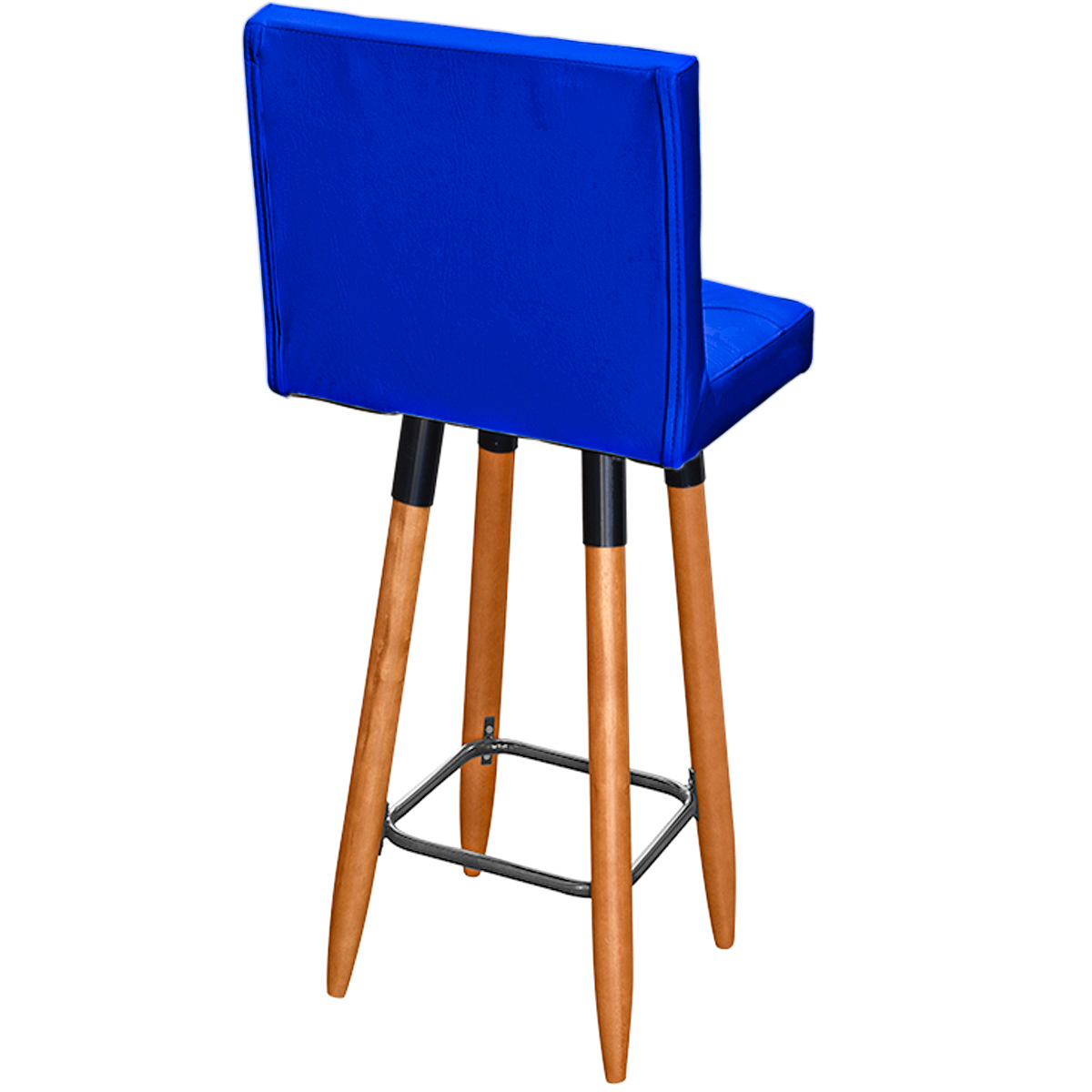 Banqueta Grace Alta Para Areá Gourmet E Balcão Cozinha Corino Azul Royal Pé Castanho - Clique E Decore