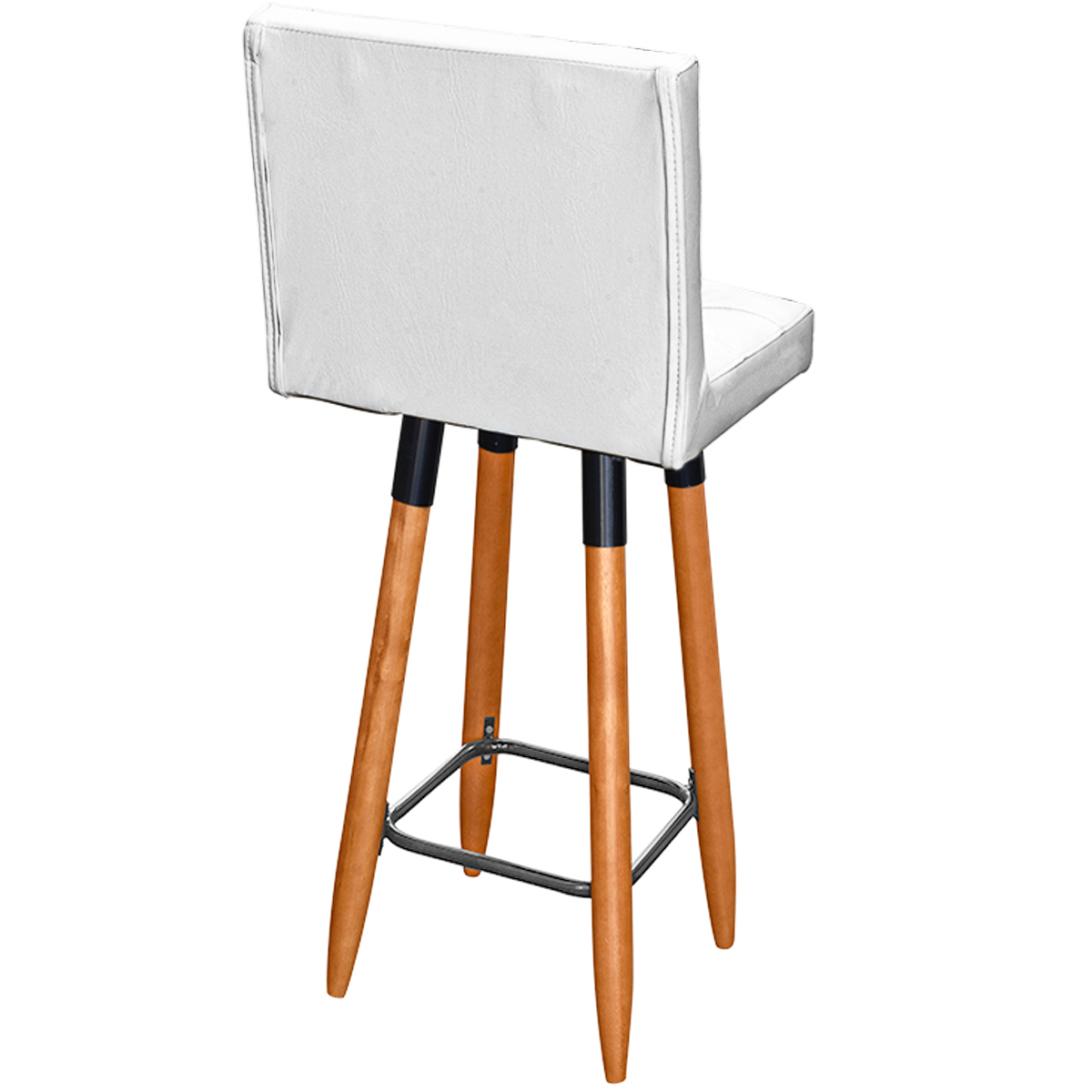 Banqueta Grace Alta Para Areá Gourmet E Balcão Cozinha Corino Branco Pé Castanho - Clique E Decore