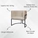 Kit 02 Poltrona Sala Luna Suede BEGE Base de Ferro PRETA