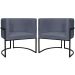 Kit 02 Poltrona Sala Luna Suede CINZA Base de Ferro PRETA