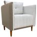 Kit 02 Poltronas Decorativas Aviv Para Sala Luxo Confortável Reforçadas Corino Caramelo e Linho Bege