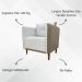 Kit 02 Poltronas Decorativas Aviv Para Sala Luxo Confortável Reforçadas Corino Caramelo e Linho Bege