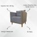 Kit 02 Poltronas Decorativas Aviv Para Sala Luxo Confortável Reforçadas Corino Caramelo e Linho Cinza