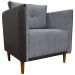 Kit 02 Poltronas Decorativas Aviv Para Sala Luxo Confortável Reforçadas Corino Marrom e Linho Cinza