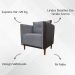 Kit 02 Poltronas Decorativas Aviv Para Sala Luxo Confortável Reforçadas Corino Marrom e Linho Cinza
