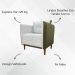 Kit 02 Poltronas Decorativas Aviv Para Sala Luxo Confortável Reforçadas Corino Verde e Linho Bege