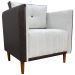 Kit 02 Poltronas Decorativas Aviv Para Sala Luxo Confortável Reforçadas Elegantes Corino Marrom e Linho Bege