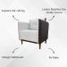 Kit 02 Poltronas Decorativas Aviv Para Sala Luxo Confortável Reforçadas Elegantes Corino Marrom e Linho Bege