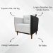 Kit 02 Poltronas Decorativas Aviv Para Sala Luxo Confortável Reforçadas Elegantes Corino Preto e Linho Bege