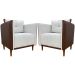 Kit 02 Poltronas Decorativas Aviv Para Sala Luxo Confortável Reforçadas Elegantes Corino Terracota e Linho Bege