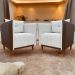 Kit 02 Poltronas Decorativas Aviv Para Sala Luxo Confortável Reforçadas Elegantes Corino Terracota e Linho Bege