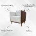Kit 02 Poltronas Decorativas Aviv Para Sala Luxo Confortável Reforçadas Elegantes Corino Terracota e Linho Bege