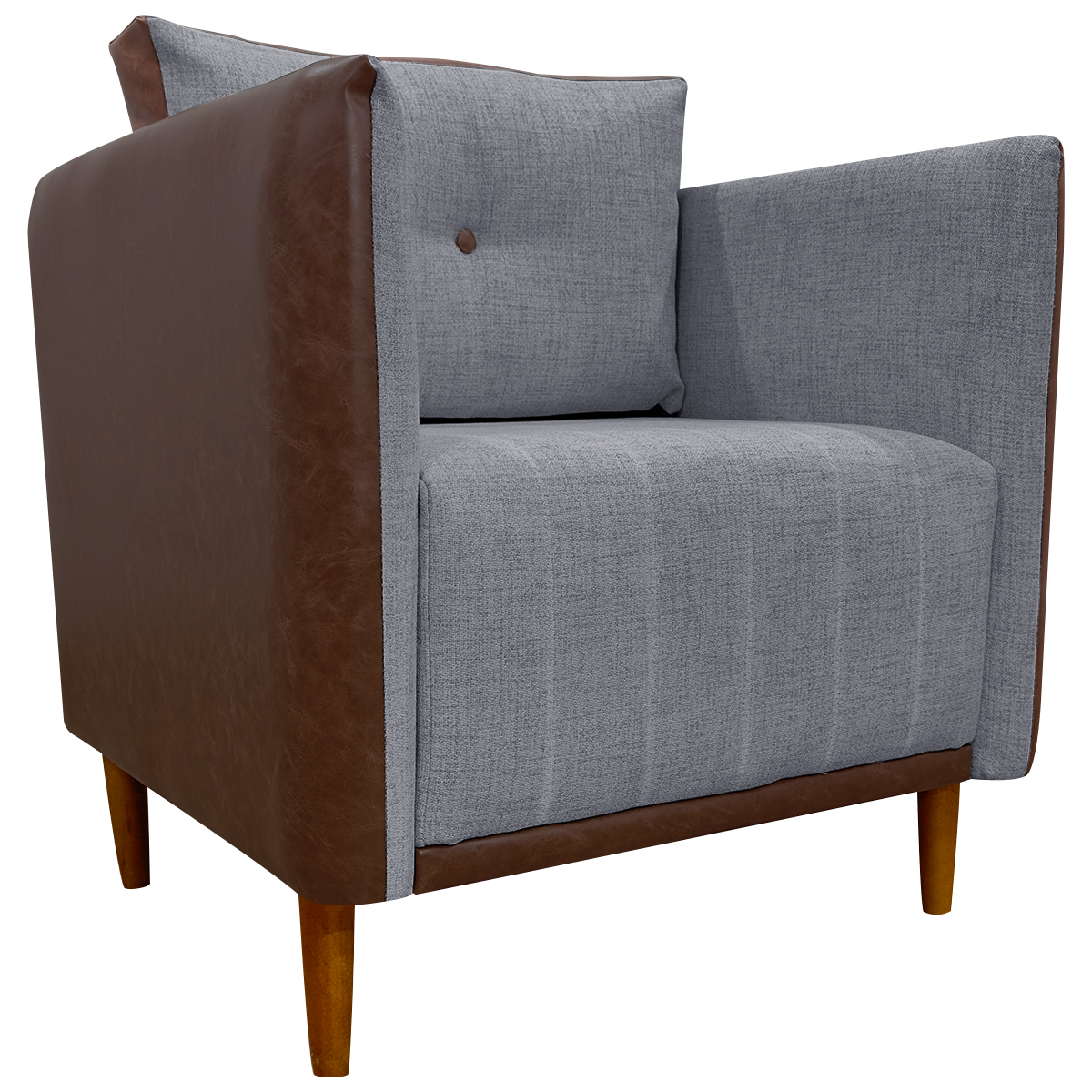 Kit 02 Poltronas Decorativas Aviv Para Sala Luxo Confortável Reforçadas Elegantes Corino Terracota e Linho Cinza