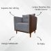 Kit 02 Poltronas Decorativas Aviv Para Sala Luxo Confortável Reforçadas Elegantes Corino Terracota e Linho Cinza