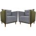 Kit 02 Poltronas Decorativas Aviv Para Sala Luxo Confortável Reforçadas Elegantes Corino Verde e Linho Cinza