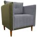Kit 02 Poltronas Decorativas Aviv Para Sala Luxo Confortável Reforçadas Elegantes Corino Verde e Linho Cinza