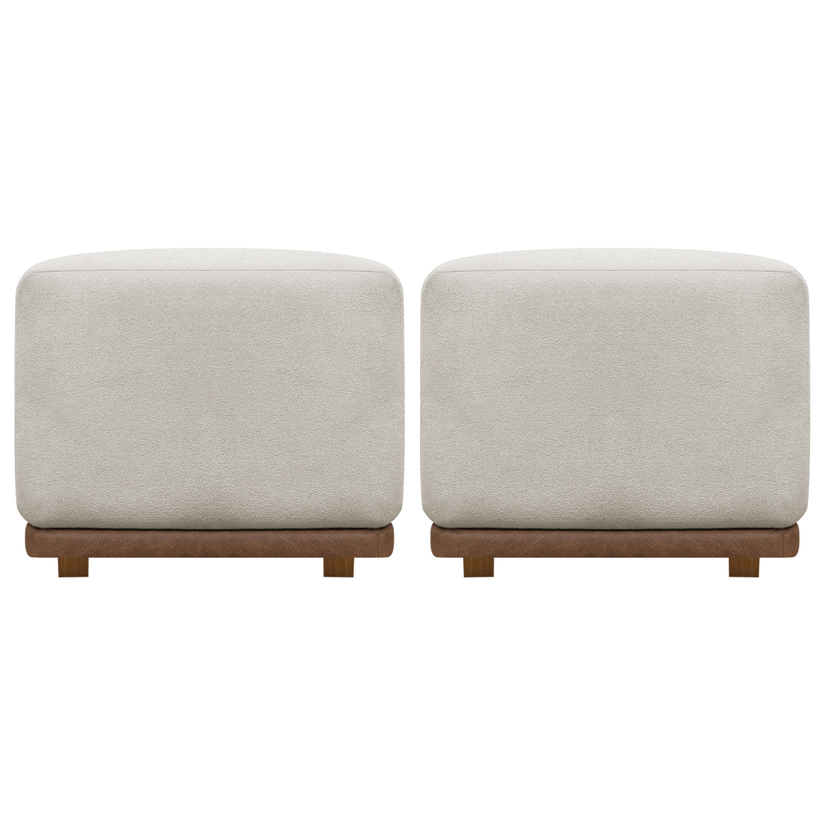 Kit 02 Puff Decorativo Quadrado Para Sala Quarto Penteadeira Dalilla Bege