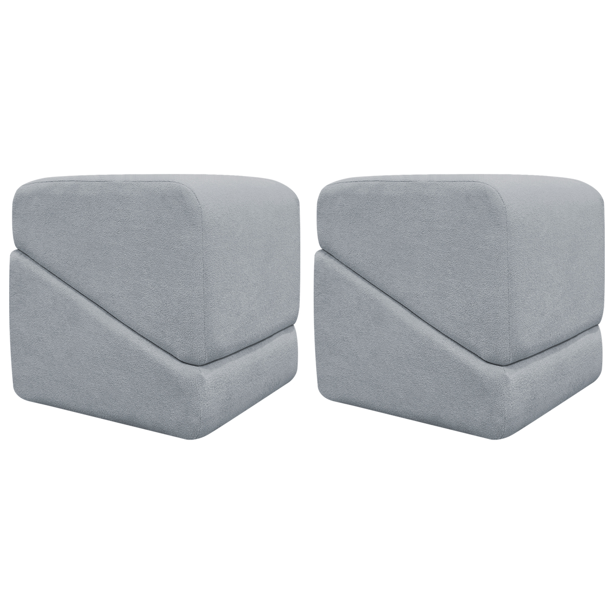 Kit 02 Puff Decorativo Quadrado Para Sala Quarto Penteadeira Sense Boucle Cinza