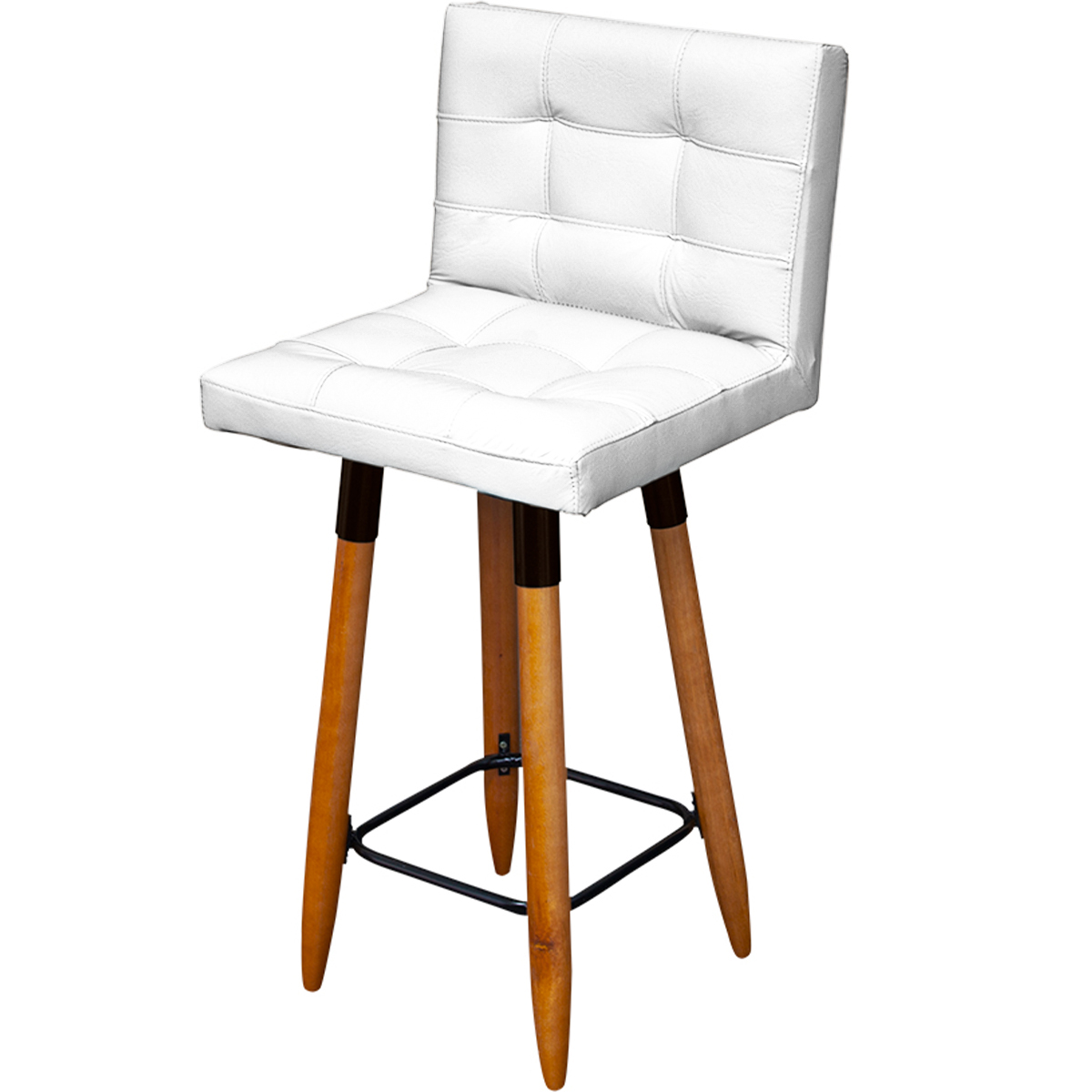 Kit 2 Banquetas Grace Alta Para Areá Gourmet E Balcão Área Gourmet Corino Branco Pé Castanho - Clique E Decore