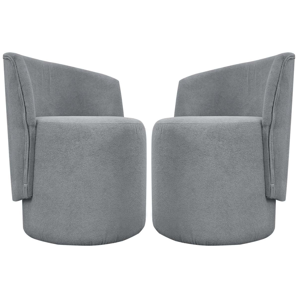 Kit 2 Poltronas Decorativa Para Sala Recepção Aura Bouclé Premium Cinza