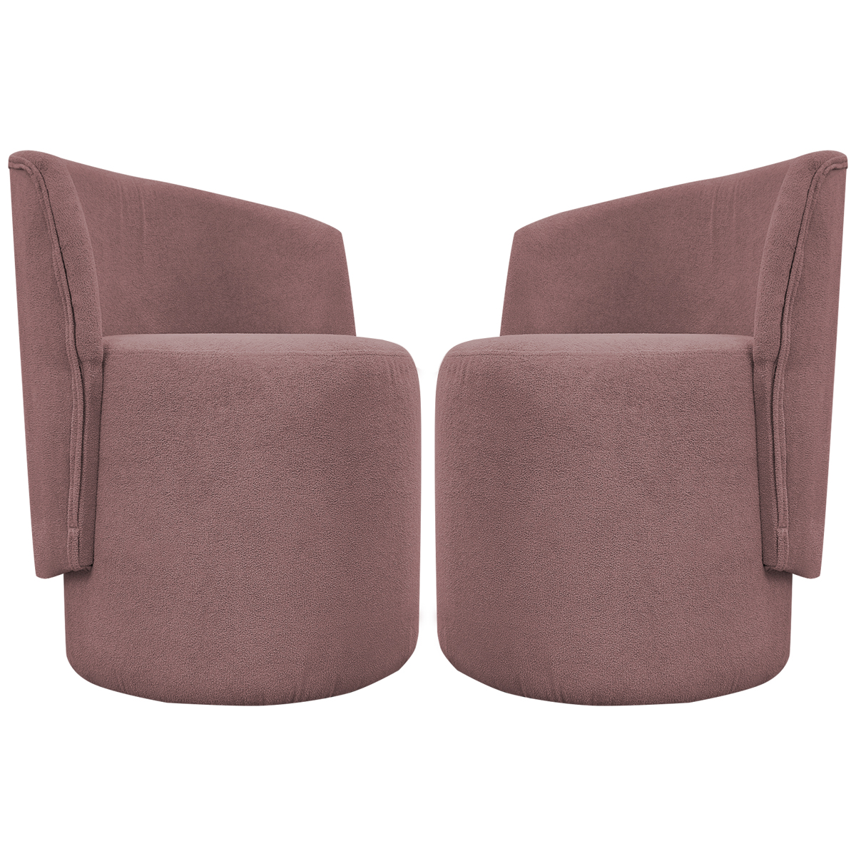 Kit 2 Poltronas Decorativa Para Sala Recepção Aura Bouclé Premium Rosê