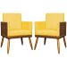Kit 2 Poltronas Decorativa Para Sala Recepção Consultório Cadeira Lis Corino Peroba e Suede Amarelo