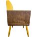 Kit 2 Poltronas Decorativa Para Sala Recepção Consultório Cadeira Lis Corino Peroba e Suede Amarelo