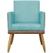 Kit 2 Poltronas Decorativa Para Sala Recepção Consultório Cadeira Lis Corino Peroba e Suede Azul Turquesa