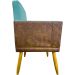 Kit 2 Poltronas Decorativa Para Sala Recepção Consultório Cadeira Lis Corino Peroba e Suede Azul Turquesa