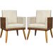Kit 2 Poltronas Decorativa Para Sala Recepção Consultório Cadeira Lis Corino Peroba e Suede Bege