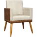 Kit 2 Poltronas Decorativa Para Sala Recepção Consultório Cadeira Lis Corino Peroba e Suede Bege