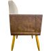 Kit 2 Poltronas Decorativa Para Sala Recepção Consultório Cadeira Lis Corino Peroba e Suede Bege
