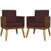 Kit 2 Poltronas Decorativa Para Sala Recepção Consultório Cadeira Lis Corino Peroba e Suede Bordô