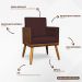 Kit 2 Poltronas Decorativa Para Sala Recepção Consultório Cadeira Lis Corino Peroba e Suede Bordô
