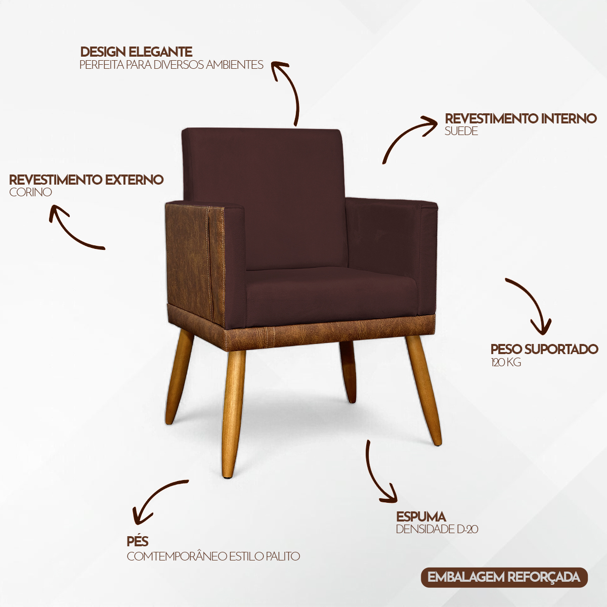 Kit 2 Poltronas Decorativa Para Sala Recepção Consultório Cadeira Lis Corino Peroba e Suede Bordô