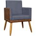 Kit 2 Poltronas Decorativa Para Sala Recepção Consultório Cadeira Lis Corino Peroba e Suede Cinza
