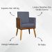 Kit 2 Poltronas Decorativa Para Sala Recepção Consultório Cadeira Lis Corino Peroba e Suede Cinza