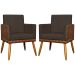 Kit 2 Poltronas Decorativa Para Sala Recepção Consultório Cadeira Lis Corino Peroba e Suede Marrom