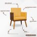 Kit 2 Poltronas Decorativa Para Sala Recepção Consultório Cadeira Lis Corino Peroba e Suede Mostarda