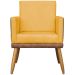 Kit 2 Poltronas Decorativa Para Sala Recepção Consultório Cadeira Lis Corino Peroba e Suede Mostarda