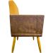 Kit 2 Poltronas Decorativa Para Sala Recepção Consultório Cadeira Lis Corino Peroba e Suede Mostarda