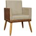 Kit 2 Poltronas Decorativa Para Sala Recepção Consultório Cadeira Lis Corino Peroba e Suede Nude