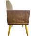 Kit 2 Poltronas Decorativa Para Sala Recepção Consultório Cadeira Lis Corino Peroba e Suede Nude