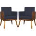 Kit 2 Poltronas Decorativa Para Sala Recepção Consultório Cadeira Lis Corino Peroba e Suede Preto