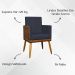 Kit 2 Poltronas Decorativa Para Sala Recepção Consultório Cadeira Lis Corino Peroba e Suede Preto
